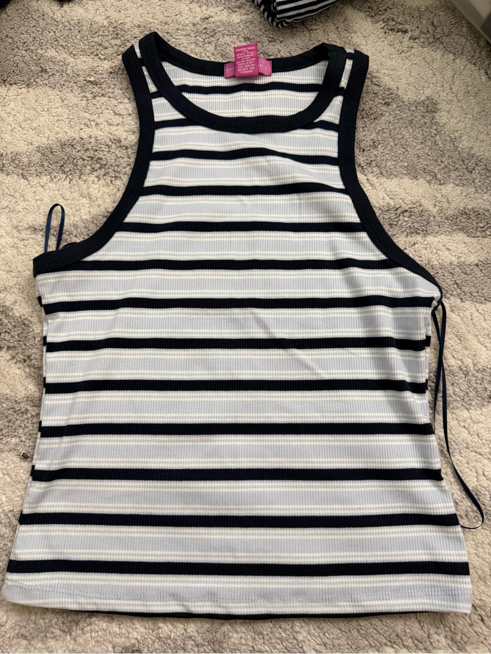 Navy & White Striped Tank
